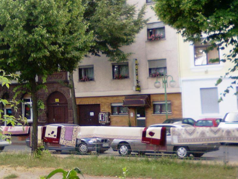 Türkler hali yikamis, sokakta kurutuyor